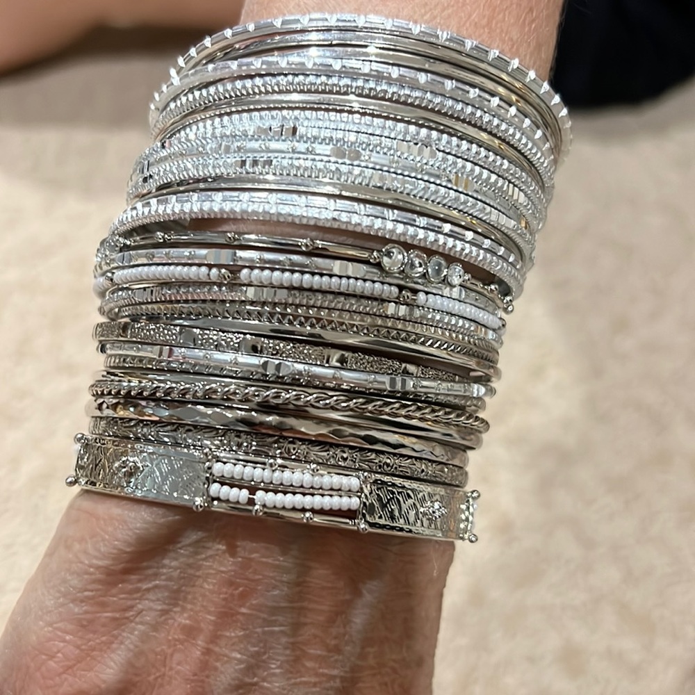 28 Silver Bangle Bracelets